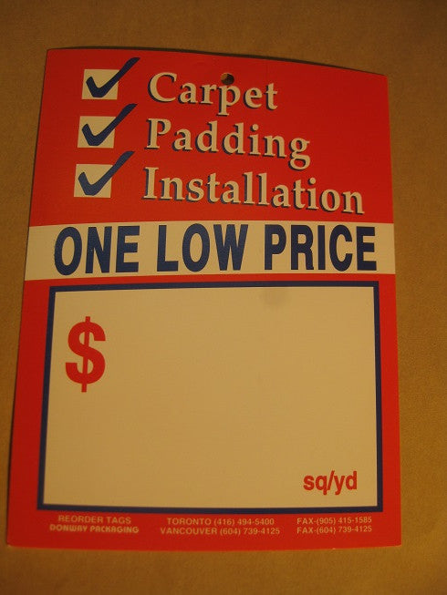Carpet + Padding + Installation Tag - Red (500 per box)