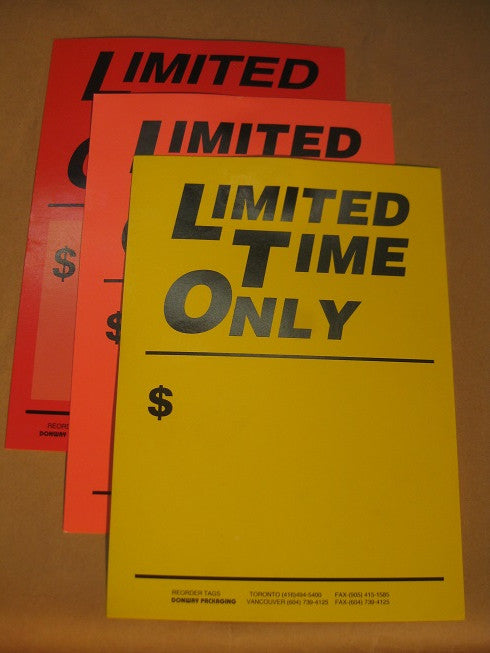 Limited Time Only Tag - Orange (500 per box)