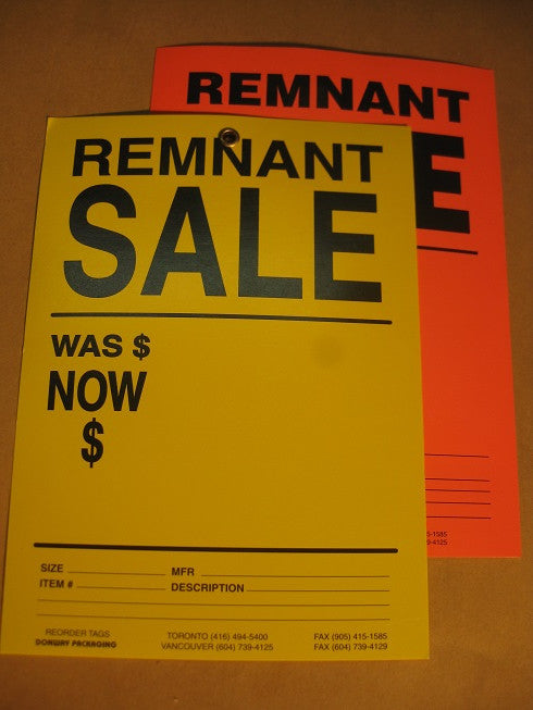 Remnant Sale Tag - Orange (500 per box)