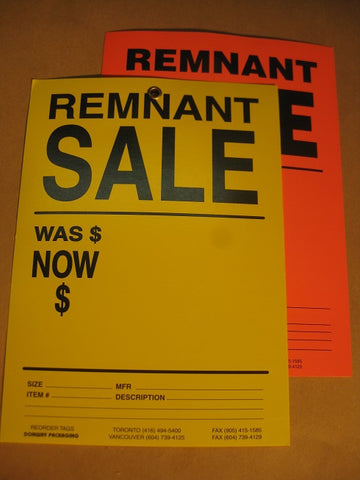 Remnant Sale Tag - Yellow (500 per box)