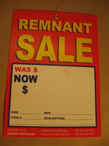 Remnant Sale Tag - Red (500 per box)